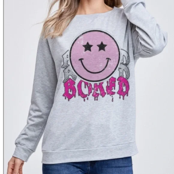 BORED Smiley Face Long Sleeve Pullover - Picture 5 of 6